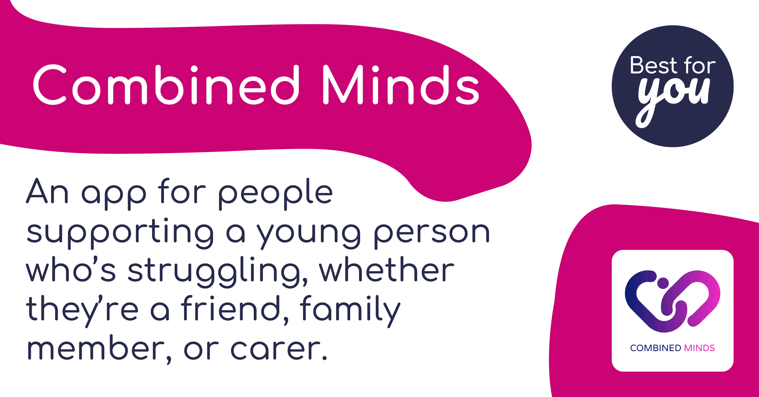 Supporting young people through mental health challenges with the Combined Minds app, connecting friends, family, and carers.