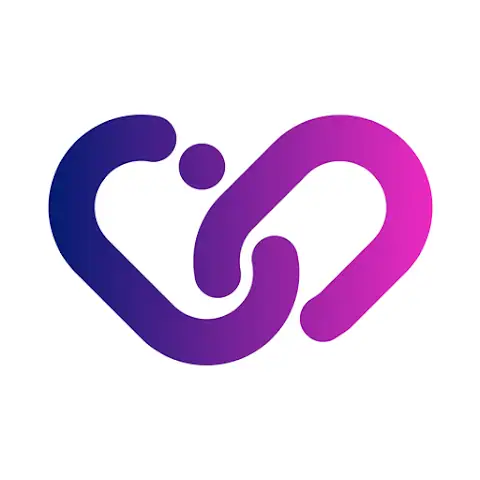 Combined minds logo. Abstract purple shapes representing a heart