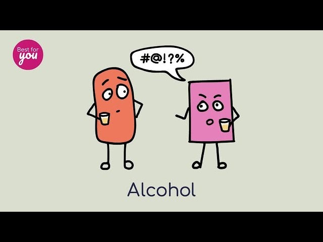 Related cartoon characters expressing frustration, with one character speaking a censored expletive, illustrating the theme of alcohol.
